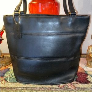 COACH Vintage Black Leather Tribeca Handbag 9098